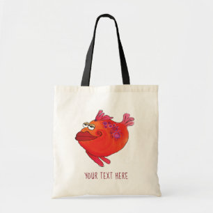 Tote Bag Rose lunatique et rouge d'art de poissons