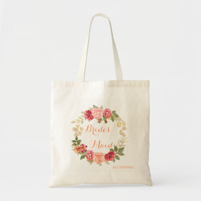 Tote Bag Rose mariage de couronne en or rose païen (Devant)