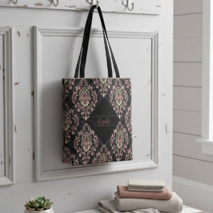 Tote Bag Rose moderne Damask Or Et Parties scintillant