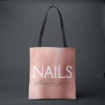 Tote Bag Rose Noir - Clous Rose Or - Salon<br><div class="desc">Blush Pink - Rose Gold Foil Fingernails fournit un sac promotionnel pour le vernis à ongles pour avoir vos ongles fait. Le nom et la profession du contact commercial peuvent être changés pour être utilisés pour n'importe quel type d'entreprise. Veuillez contacter le concepteur pour obtenir d'autres articles correspondants.</div>