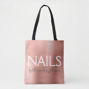 Tote Bag Rose Noir - Clous Rose Or - Salon