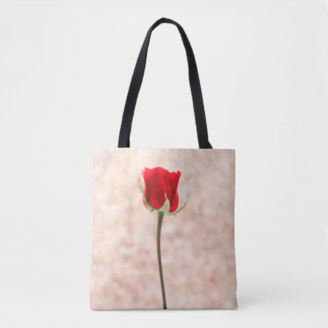 Tote Bag Rose noir rouge (Devant)