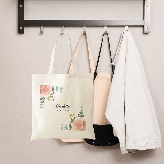 Tote Bag Rose or floral sauge vert bridesmaid (Créateur téléchargé)