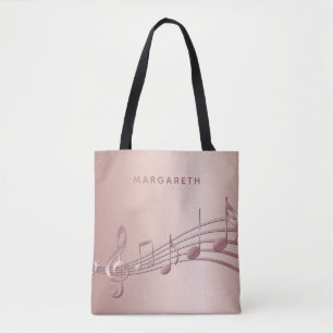 Tote Bag Rose or note musique nom du musicien