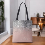 Tote Bag Rose or rose rose pâle Parties scintillant argent<br><div class="desc">Argent,  rose rose or et rose vif Faux étincelle et Parties scintillant Elégant sac de livre Monogramme. Ce sac de livre peut être customisé pour inclure votre nom initial et prénom et donné comme cadeau pour Noël,  Sweet 16 Anniversaire,  Fête des mariées ou Mariage.</div>