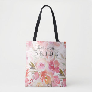 Tote Bag Rose Pâle Aquarelle Fleurie Belle-Mère