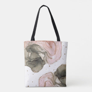 Tote Bag Rose pâle éthéré humeur or noir encre fantaisie gl