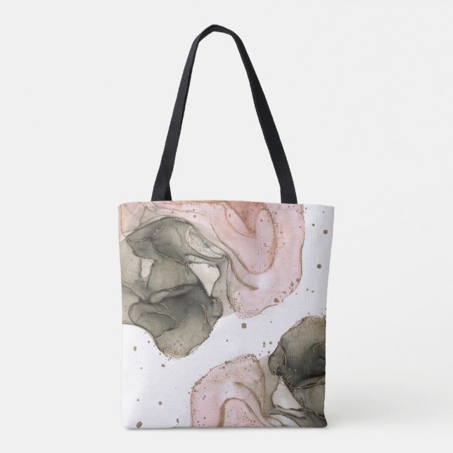 Tote Bag Rose pâle éthéré humeur or noir encre fantaisie gl (Dos)