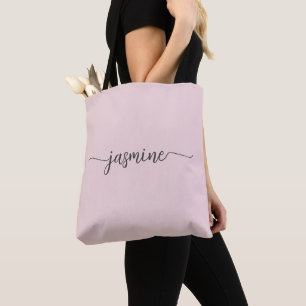 Tote Bag Rose Pâle Féminin Simple Monogramme Personnalisé N