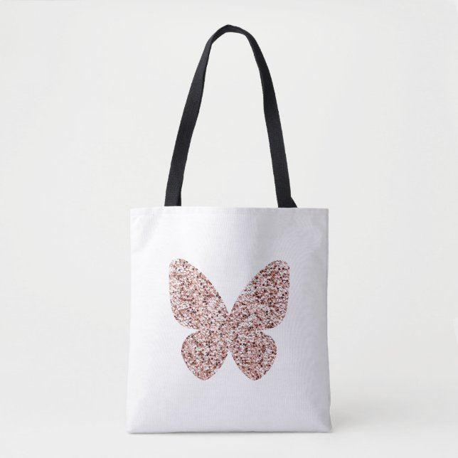 Tote Bag Rose Parties scintillant or Monarch Clipart Cute B (Devant)