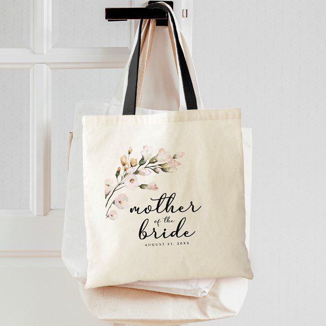Tote Bag Rose poudré floral mère de la mariée (Blush Pink Floral Mother of the Bride Tote Bag)
