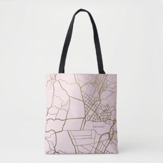 Tote Bag Rose Poudré Tendance avec Carte et Nom en Or