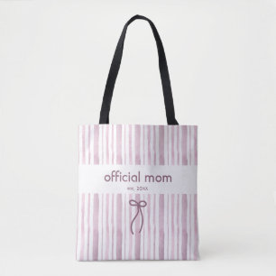 Tote Bag Rose Poussiéreuse Grandmillennial Élégante Rayure