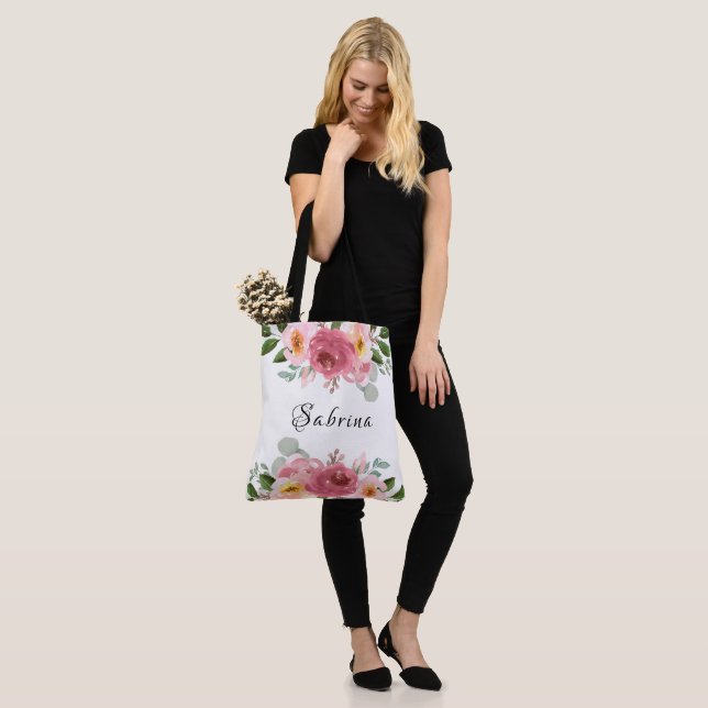 Tote Bag Rose Poussiéreux | Mariage Floral Rose Clair (Sur le modèle)