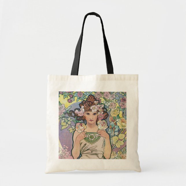 Tote Bag Rose (Quatre Fleurs), Alphonse Mucha (Devant)