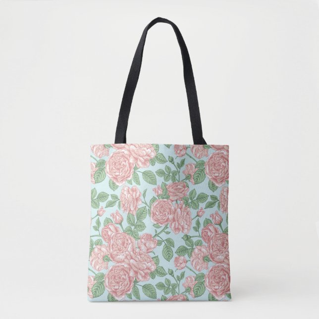 Tote Bag Rose rose Jardin Bouquet Motif (Devant)