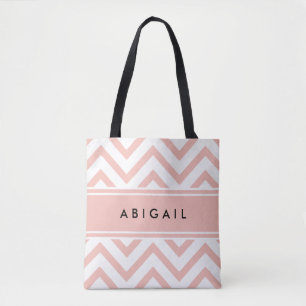 Tote Bag Rose rose noir blanc blanc moderne Chevron Zigzag