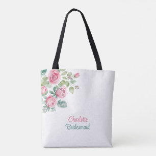 Tote Bag Rose rose pâle Bachelorette florale Bachelorette