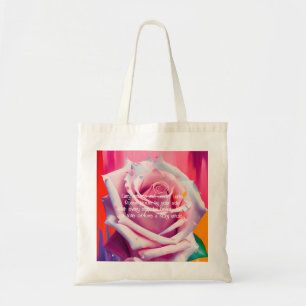 Tote Bag Rose Rose Pâle Gras Poème Bohème Artistique
