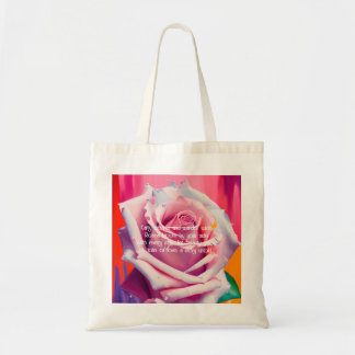 Tote Bag Rose Rose Pâle Gras Poème Bohème Artistique
