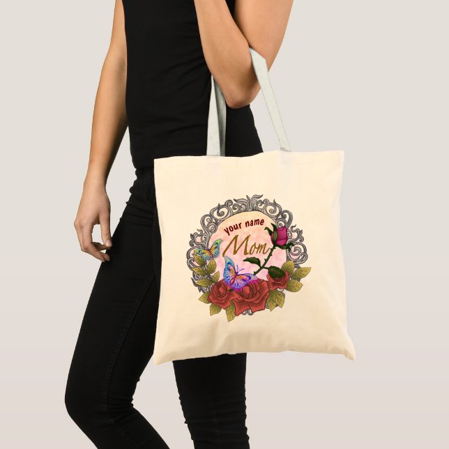 Tote Bag Rose Rosebud maman personnalisée (Devant (produit))
