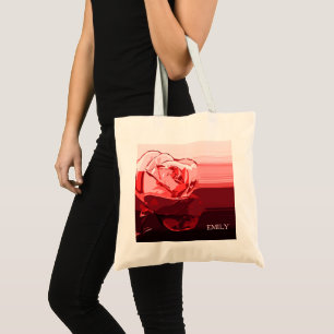 Tote Bag Rose rouge et rayures