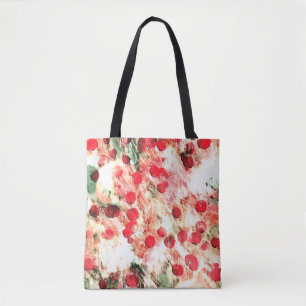 Tote Bag Rose Rouge Grunge à pois