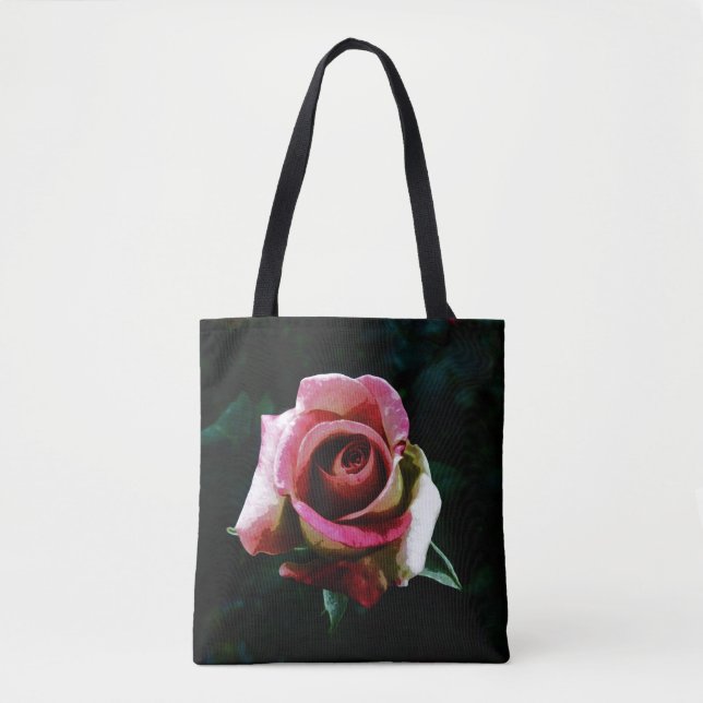 Tote Bag Rose rouge peinte à l'huile (Devant)