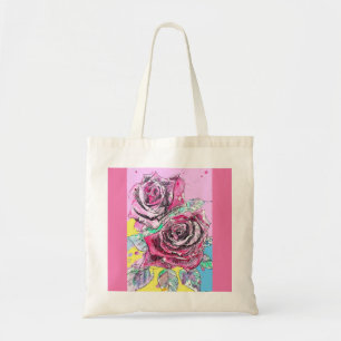 Tote Bag Rose rouge Roses rose eau-forte florale Fleur