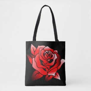 Tote Bag Rose rouge sur Arrière - plan noir