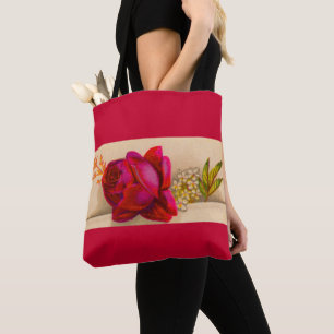 Tote Bag rose rouge victorienne