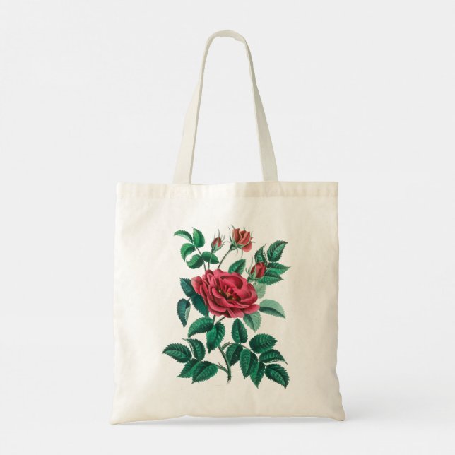 Tote Bag Rose rouge vintage (Dos)