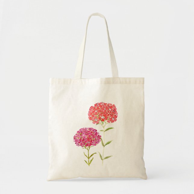 Tote Bag rose rouge violet douce fleur William (Devant)