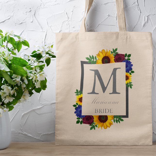 Tote Bag Rose Tournesol Fleurs Mariage (Créateur téléchargé)