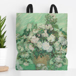 Tote Bag Rose | Vincent van Gogh<br><div class="desc">Rose (1890) de l'artiste post-impressionniste néerlandais Vincent Van Gogh. L'oeuvre originale est une huile sur toile représentant une vie morte de roses blanches contre un arrière - plan vert clair. Utilisez les outils de conception pour ajouter du texte personnalisé ou personnaliser l'image.</div>