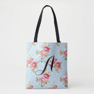 Tote Bag Rose vintage Monogram Fourre-tout. Personnalisable
