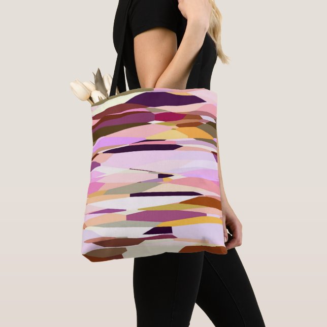 Tote Bag Rose, violet et orange abstrait (De près)