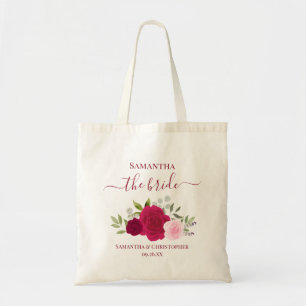 Tote Bag Roseaux Boho Rose Magenta Élégante Mariage Bride