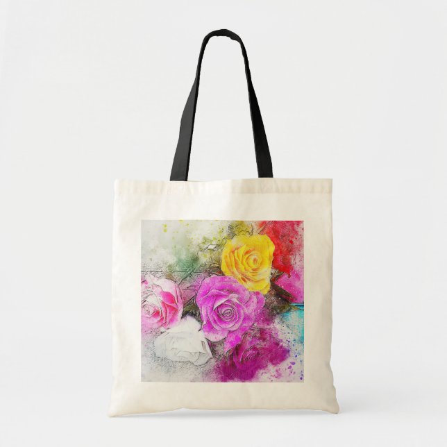 Tote Bag Roses aquarelle (Devant)