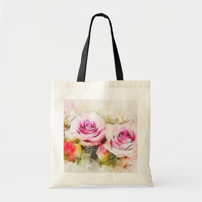 Tote Bag Roses aquarelle (Devant)
