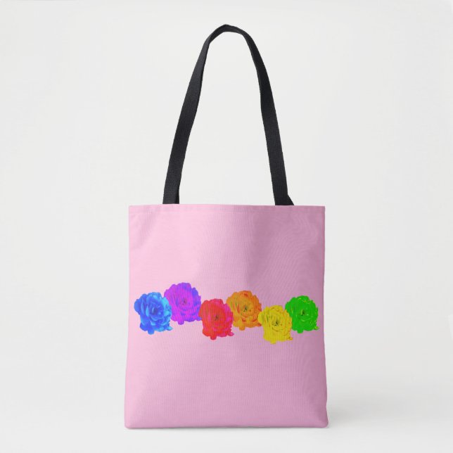 Tote Bag Roses arc-en-ciel  (Devant)
