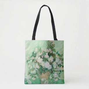 Tote Bag Roses blanches de Van Gogh - Art floral mint vinta