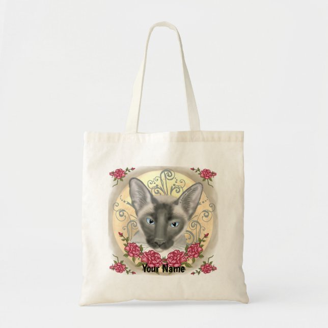 Tote Bag Roses de Chat Siamois  (Devant)