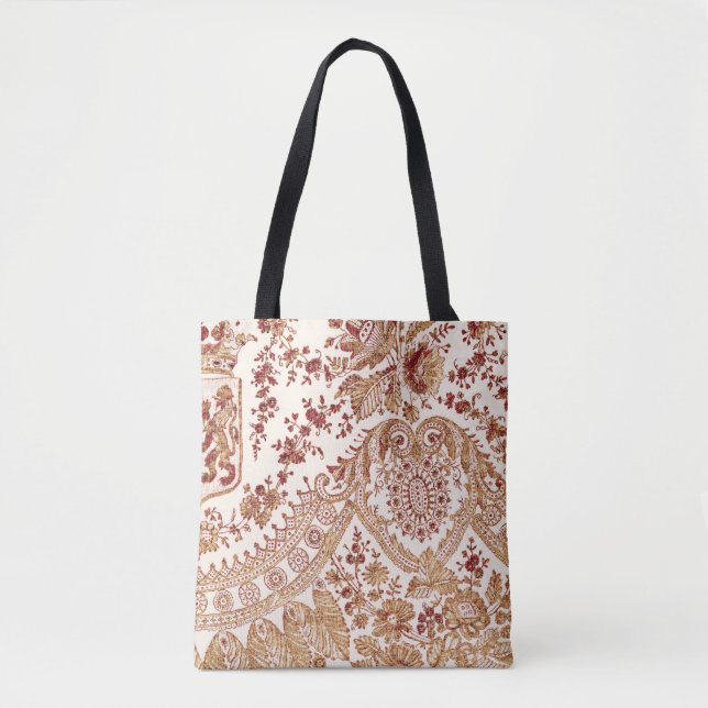 Tote Bag Roses De Dentelles Or Et Rouge (Devant)