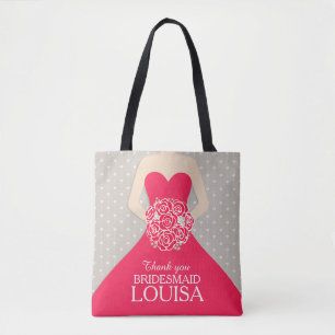 Tote Bag Roses de la robe rouge de Bridesmaid nommés merci