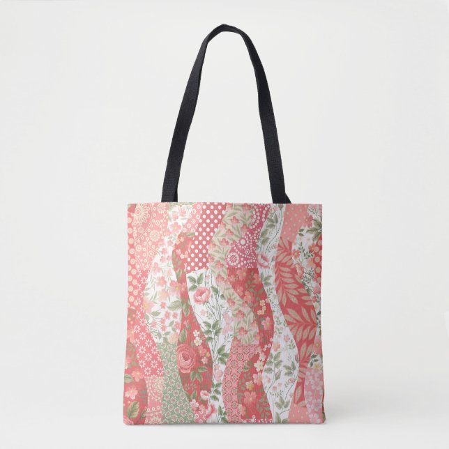 Tote Bag Roses de Patchwork : conception motif transparente (Devant)
