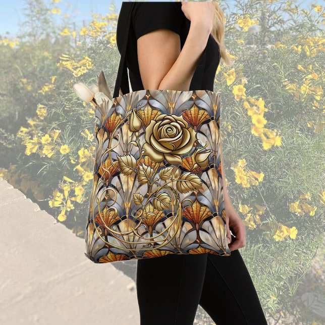 Tote Bag Roses d'or sur verre perlé (Créateur téléchargé)