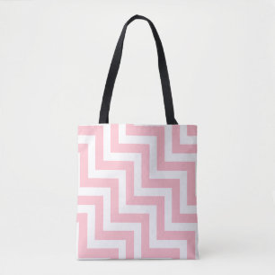 Tote Bag Roses et Blancs Grandes Dimensions Diagonales Chev