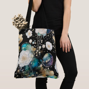 Tote Bag Roses Et Bulles Abstraits