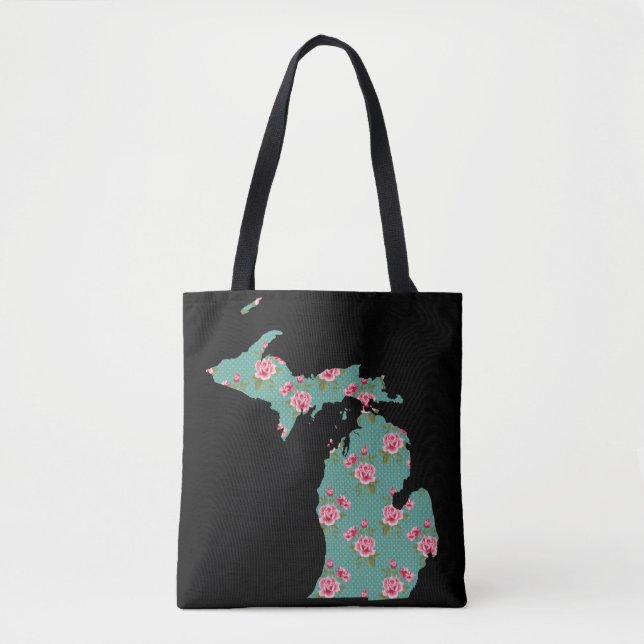 Tote Bag Roses et points du Michigan Shabby | CUSTOMISER (Devant)